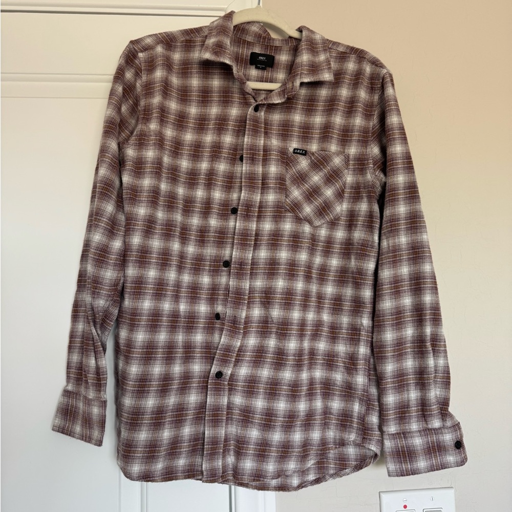 Men's OBEY Plaid Long Sleeve Shirt Size Large